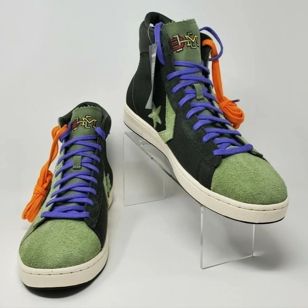 Converse Pro Leather Mid BHM Men Sz 8 Green Sequoia 168273C Black History Month - Picture 3 of 12